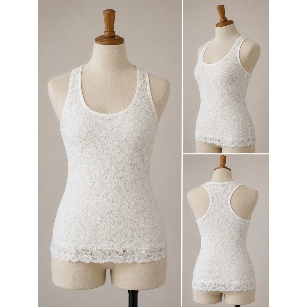 Banana Republic Romantic & Feminine White Lace Tank size 2